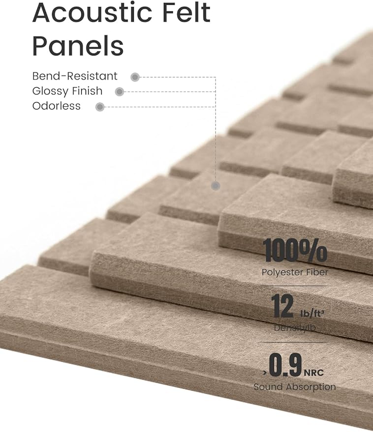 Large Felt Bulletin Board 48" x 36" Cork Board Alternative-12 Pack with 70 Safe Removable Adhesive Tabs, Cork Boards for Walls Cork Board for Home Office Classroom Pin Board-Taupe