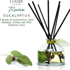 LOVSPA Eucalyptus Reed Diffuser Set for Home, Revive Fresh Eucalyptus, Sage, Citrus & Mint Scent Diffuser with Sticks for Bathroom Shelf Decor Accessories, Top Aromatherapy Gift for Women