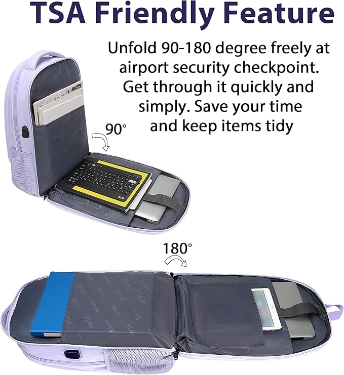 MATEIN Large 17 Inch Laptop Backpack for Women, Lightweight Travel Backpack Fits College School Essentials, Anti Theft Work Commute Nursing Computer Bag TSA Approved for Weekender Trip, Light Purple