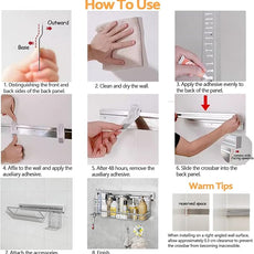 MINGLING Stainless Steel Shower Caddy, 41 cm Wall Back Crossbar Rustproof Shelves with 2 Long Tail Hook Clip, Large Capacity Bathroom Organizers and Storage