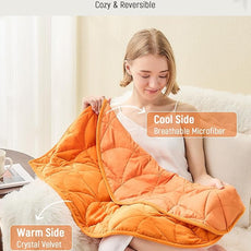 Weighted Lap Blanket 5 lbs for Adults, Luxury Soft Small Weighted Blanket, Compact Portable Weighted Lap Pad for Relaxation, Sleeping, Travel, All-Season Use, Bright Orange, 30