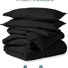 Bare Home Comforter Set - Full Size - Ultra-Soft - Goose Down Alternative - Premium 1800 Series - All Season Warmth (Full, Black)