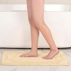 voyzz home Set of 2 Reversible Bath Rug 20x32 inch -17x24 inch | 100% Cotton Hand Tufted Soft & Absorbent Bath Mat|Washable Quick Dry Shaggy Shower Mat | Non-Slip Mordern Bathroom Decor | Yellow…