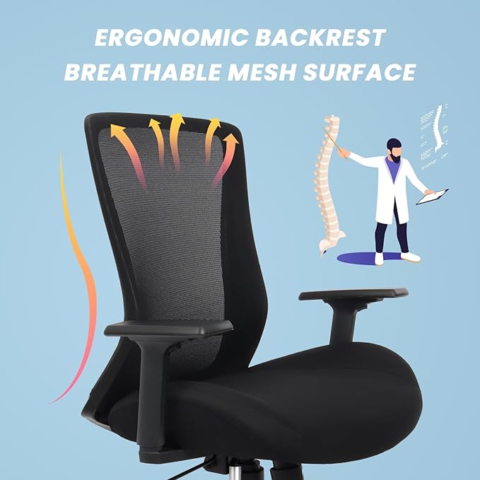 Heavy Duty Big and Tall Office Chair 400lb for Heavy People, Ergonomic Wide Desk Chair Black Mesh Office Chair with Lumbar Support, Adjustable Height and Armrests