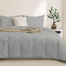 100-Percent Cotton Duvet Cover Set, Hidden Zipper Closure, Ultra Soft, Easy Care and Durable, Simple Bedding Style, King,Grey (Comforter Not Included)