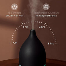 InnoGear Oil Diffuser, 300ML Ceramic Diffuser for Essential Oils Handcrafted Aromatherapy Diffuser Ultrasonic Cool Mist Humidifier with 4 Timers Waterless Auto Off for Room Office, Black