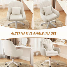 Cute Home Office Chair Velvet Upholstered Desk Chairs with Mid Back Swivel Adjustable Makeup Vanity Computer Chair with Wheels