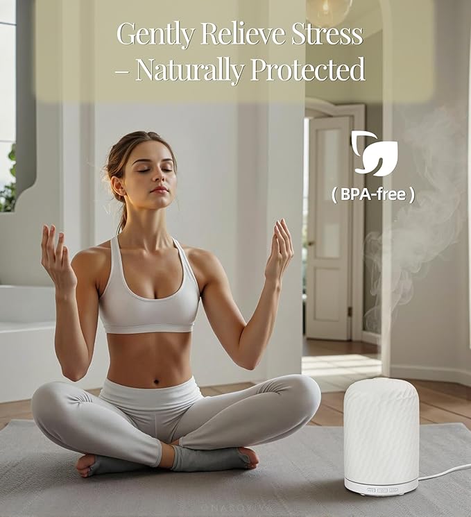 Essential Oil Diffuser – 2.4MHz Ultrasonic Aromatherapy Diffuser, Health Night Light, Timer & Auto Shut-Off, BPA-Free, 120ml Ceramic Oil Diffuser for Home, Office, or Spa, Yoga