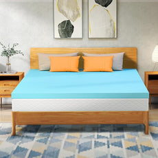 VALUXE King Mattress Topper 4 Inch Cooling Gel Memory Foam, CertiPUR-US Certified Topper & Pad for Back Pain Relief, Soft Breathable Bedding with Pressure Relief (Blue)