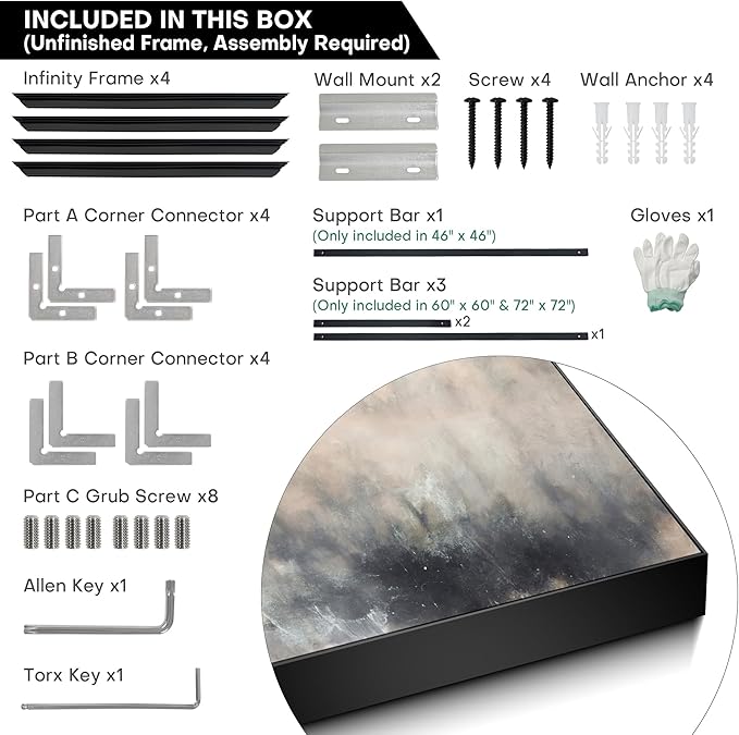 36"x36" Large Framed Wall Art - Rustic Faded White and Brown Abstract (Frame Assembly Required)