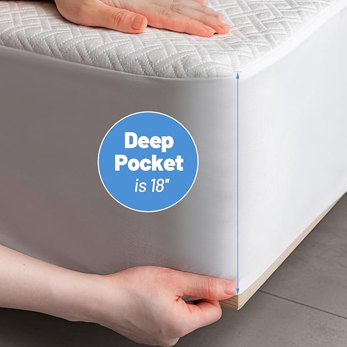 Premium Bamboo Mattress Protector – King Size, Waterproof, & Ultra Soft Breathable Noiseless Washable Bed Mattress Cover for Comfort & Protection MC01KING-L