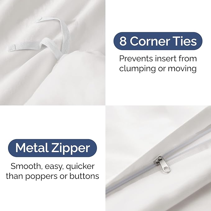 Duvet Cover Queen Size Set - Extra Soft Queen Size Duvet Cover 90 x 90 with 2 Pillow Shams - Hotel Luxury Easy Care & Fade Free w/Zipper Closures & Ties - Comfy Breathable Bedding Set (Antique White)