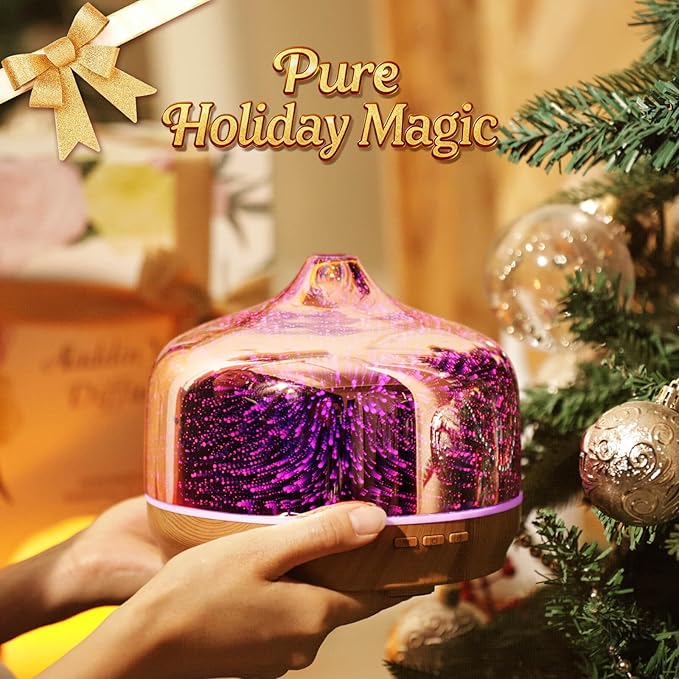 Porseme 500ml Essential Oil Diffuser 3D Glass Aromatherapy Ultrasonic Humidifier - Auto Shut-Off, BPA Free for Home Hotel Yoga SPA Gift
