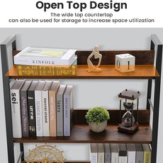 Himimi Ladder Bookshelf, 5 Shelf Bookcase Industrial Bookshelf Wood and Metal Bookshelves, Plant Flower Stand Rack Book Storage Shelves for Living Room, Bedroom, Home Office (2 PCS)