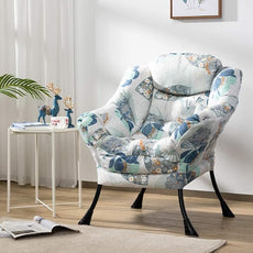 HollyHOME Lazy Chair with Armrest and Side Pocket, Comfy Accent Lounge Chair,Leisure Sofa Armchair for Living Room, Bedroom, Dorm, or Small Spaces, Oversized Reading Sofa Chair,Fan Print