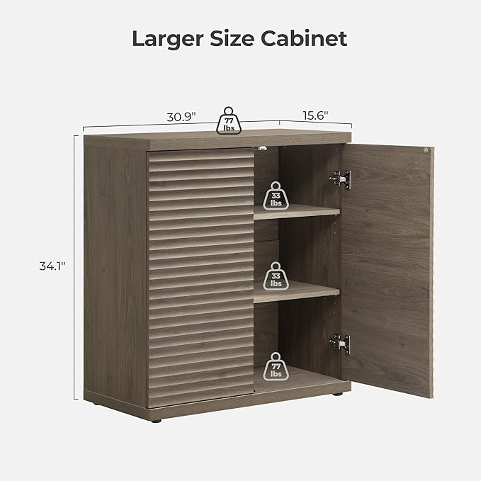 SICOTAS Buffet Cabinet with Storage Accent Sideboard Modern Credenza with Doors & Shelves Fluted Media Console Mid Century Coffee Bar Table for Living Room Kitchen Dining Room Hallway (1PCS)