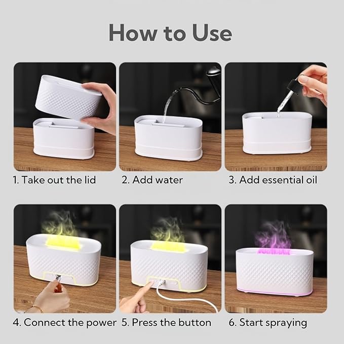 Portable Small Humidifier Dual Nozzle - Large Cool Mist Humidifiers Double Spray Ports, Water Shortage Protection, Ultra-Quiet, Mini Humidifier for Bedroom Plants Office Car Travel (Flame White)