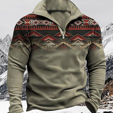 Western Sweatshirts for Men Aztec Cowboy Vintage Graphic Fleece Hoodie Mens Quarter Zip Pullover Country Jacket