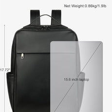 MASINTOR 15.6 inch PU Leather Laptop Backpack Purse for Women, Large College Casual Backpack Travel Bag Black