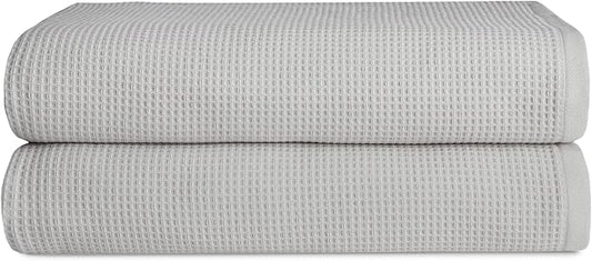 Cozy Earth Waffle Bath Sheets - 60% Cotton 40% Viscose from Bamboo Bath Sheets 40 x 65 Inches - Soft & Absorbent Terry, Reversible Mini Textured Waffle & Weave Pattern - 2 Pack
