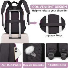 Laptop Backpack for Women Work Bag - 15.6 inch Travel Backpack with USB Charger Business Computer Backpacks for Work College Back pack for Teacher Casual Waterproof Bookbag for Nurses Purple