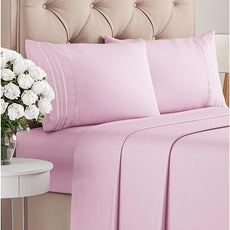 King Size 4 Piece Sheet Set - Comfy Breathable & Cooling Bed Sheets Set - Hotel Luxury Bedding for Women, Men, Kids, Teens, Boys & Girls - Deep Pockets, Soft and Wrinkle Free - Oeko-Tex - Light Pink