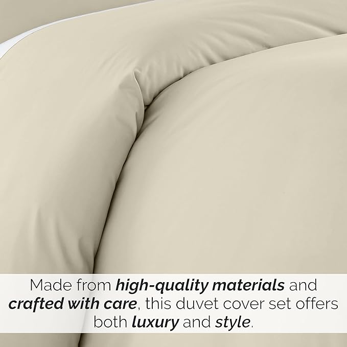 Southshore Fine Living, Inc. Premium Collection Oversized King Duvet Cover Set, Soft Duvet Cover 3-Piece, Two Matching Shams (108 in Wide x 98 in Long), Bone, King/California King
