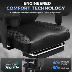 COMHOMA Big and Tall Office Chair 400LBS Heavy Duty Gaming Chair with Deluxe Embossing Leather High Back Wider Ergonomic Computer Chair with Foot Rest 150°Reclining Pocket Spring Lumbar Support