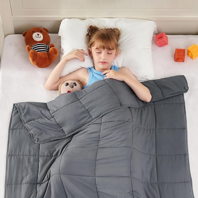 yescool Weighted Blanket 10 Pounds Twin Cooling Weighted Lap Blanket, Grey Heavy Blanket for Sleeping, Weighted Throw Blanket Gift for 80-110lbs, 48"x72"