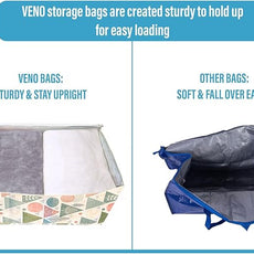 VENO 2 Pack Moving Bags and Large Christmas Decoration Storage Bins with lids. Alternative to Moving Boxes, Packing Supplies for College. Heavy Duty Totes (Pastel Forest, 2 Pack)