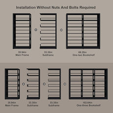 5-Tier Bookshelf, Black Bookcase with Adjustable Storage Shelves, Freestanding Bookcases and Bookshelves, Wide Bookshelf for Home Office, Living Room, Bed Room, Including Book Stopper (Black)