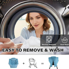 Tiita Lazy Chair with Ottoman, Modern Large Accent Lounge Armchair, Comfy Leisure Sofa Reading Chair with Footrest for Bedroom, Living Room, Dorm Rooms, Garden and Courtyard, Velvet Light Blue