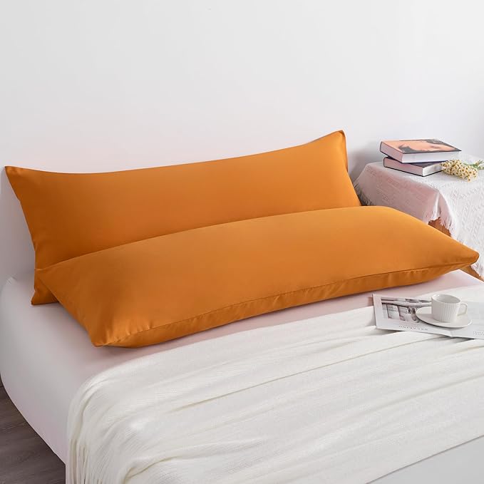 NTBAY Body Pillow Cases Set of 2, 2 Pack Brushed Microfiber 20x54 Pillow Cases, Soft, Wrinkle, Fade, Stain Resistant Pale Orange Pillow Cases with Envelope Closure, 20x54 Inches, Pale Orange