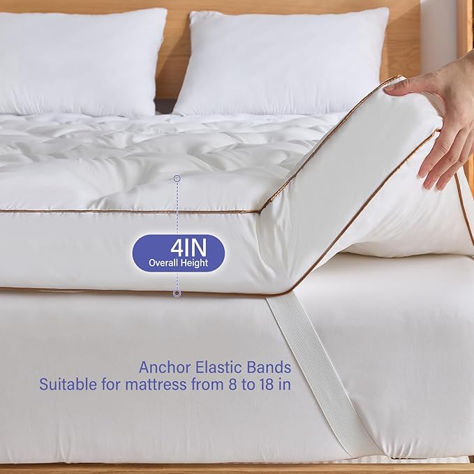 WhatsBedding 4 Inch Memory Foam Mattress Topper King for Back Pain Relief, Filled with Breathable Memory Foam, Soft Fluffy Supportive Bed Mattress Topper, 80x78x4 in