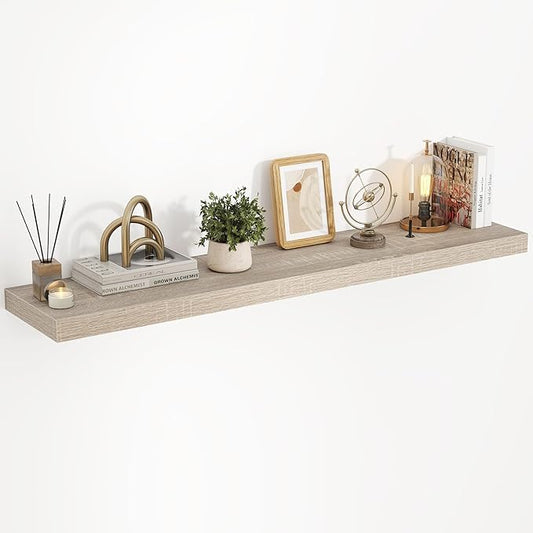 40 Inch Floating Shelves, 3D Textured Wood Grain, 40"x9.25"x1.5" Inch Deep Floating Shelves for Wall, Wooden Shelves for Bathroom, Bedroom, Living Room, Vintage White Oak, 1 Piece