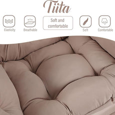 Tiita Lazy Chair with Ottoman, Modern Large Accent Lounge Armchair, Comfy Leisure Sofa Reading Chair with Footrest for Bedroom, Living Room, Dorm Rooms, Garden and Courtyard, Khaki