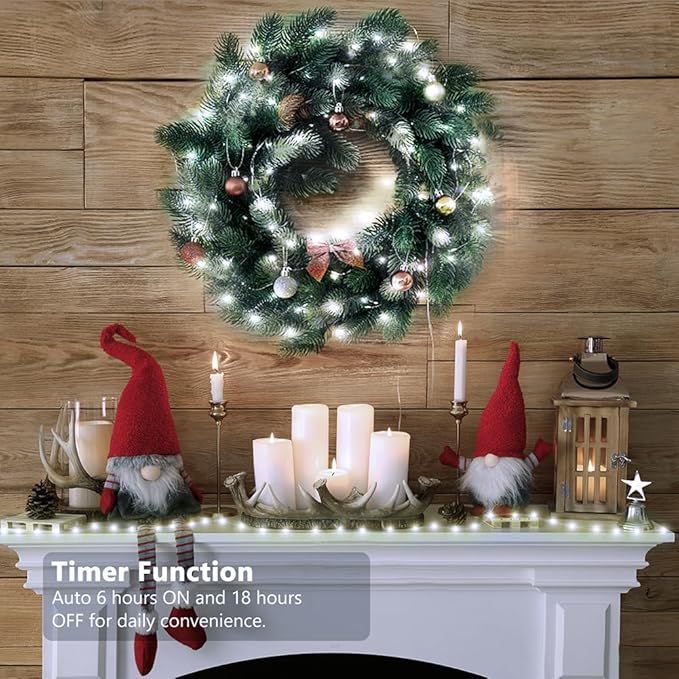 16.5ft Battery Operated String Lights (4 Pack), 50 LED Fairy String Lights Battery Powered with Remote & Timer for Indoor Outdoor Christmas Trees Wreath Decoration Bedroom Patio - Cool White