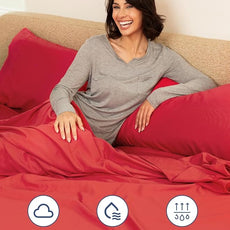 Extra Deep Pocket Full Sheets - 4 Piece Breathable & Cooling Bed Sheets - Hotel Luxury Bed Sheet Set - Soft, Wrinkle Free & Comfy - Easily Fits Extra Deep Mattresses - Deep Pocket Red Sheets Set