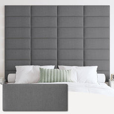 IFNOW Upholstered Wall Mounted Headboard, 3D Soundproof Wall Panels Peel and Stick Headboard for Queen Size, Home Decor, Reusable and Removable Tufted Bed Headboards in Dark Grey(9 Panels, 10
