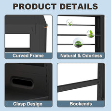 Metal Bookshelf, 5 Tier Bookshelf with Adjustable Shelves, Black Bookcase, Heavy Duty 69” Tall Bookcase, Large Book Case Book Shelf for Bedroom, Living Room, Office, Library