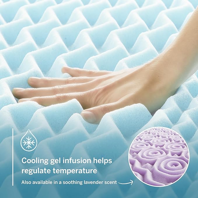 LUCID 3 Inch Gel Memory Foam Mattress Topper, California King size – 5 Zones – Cooling Gel Infusion – CertiPur Certified Foam
