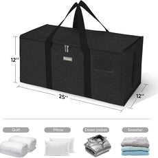 BALEINE Extra Large Storage Tote with Zippers & Carrying Handles, Heavy-Duty Oxford Fabric Moving Bags for Laundry, Space Saving, Storage, Charcoal Black, 1-Pack