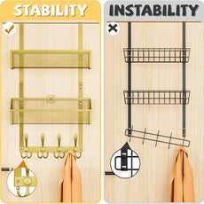 Over The Door Hooks Organizer, Coat Rack Over The Door Storage Hanger Towel Rack, Back of Storage Organizer for Bathroom,Bedroom,Kitchen,Office(Gold 3-Tier)