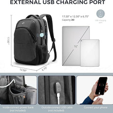 Swissdigital Design Business Laptop Backpack, College Laptops Backpack with USB Charging Port for Men and Women Fits 16 Inch Notebook, Grey-Finder Color Random