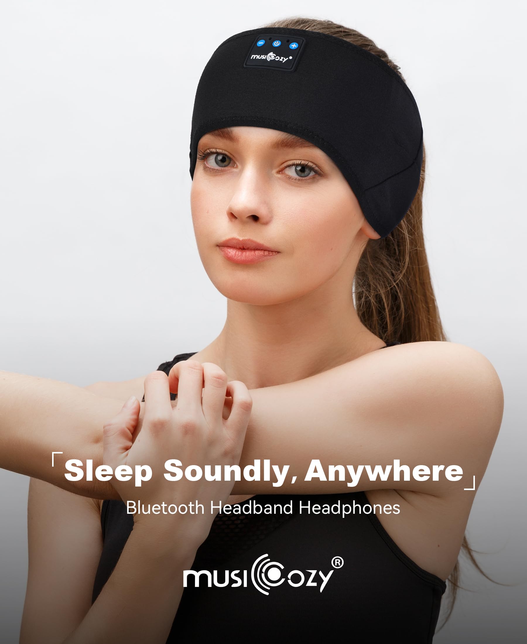 MUSICOZY Sleep Headphones Bluetooth 5.4 Headband, Sports Wireless Earphones Sweat Resistant Earbuds Sleeping Headphone with Ultra-Thin HD Stereo Speaker for Workout Running Cool Gadgets Unique Gifts Dormly