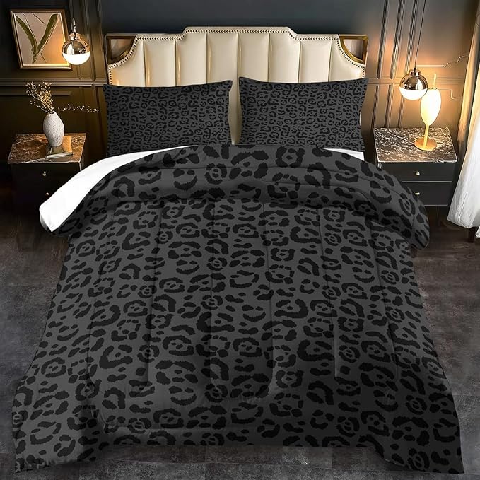 Black Cheetah Print Comforter Set Twin Girls Animal Black Leopard Print Comforter Boys African Leopard Bedding Set Twin African Cheetah Bedding Room Decor