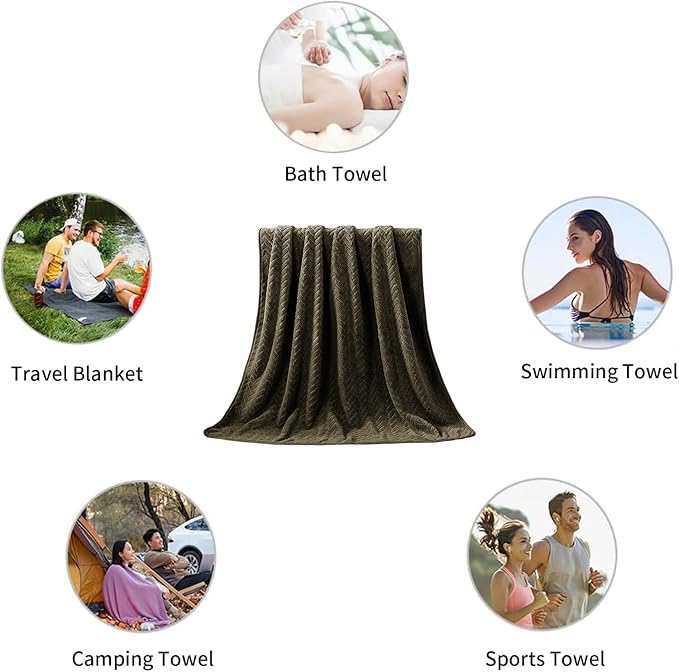 Ferdilan 8 Pack Bath Towel Set, 2 Extra Large Bath Towel Sheets, 2 Hand Towels and 4 Washcloths Ultra Soft and Absorbent Chair Towels for Bathroom, Quick Dry Towel for Home Hotel,Brown