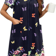 Ekouaer Women Robe Zipper Front Mumu Duster Robes Zip Up Housecoat Soft Sleepwear with Pockets