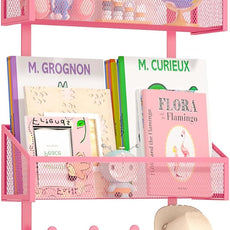 Over The Door Hooks Organizer, Coat Rack Over The Door Storage Hanger Towel Rack, Back of Storage Organizer for Bathroom,Bedroom,Kitchen,Office (Pink 3-Tier)