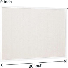OWLKELA 24'' x 36'' Linen Bulletin Board, White Framed Corkboard, White Oak Frame Linen Cork Board, Vision Board and Decorative Hanging Pin Board